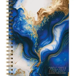 2026-2027 Excello Brands 14-Month Academic Year Hardcover Weekly/Monthly Fashion Planner, 8-1/2" x 11", Dark Blue Marble, May To June, Total Qty 1