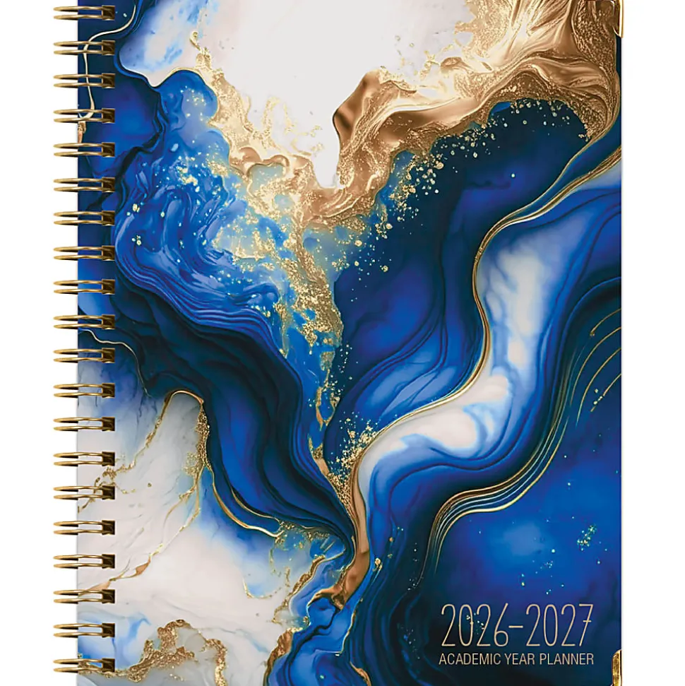 2026-2027 Excello Brands 14-Month Academic Year Hardcover Weekly/Monthly Fashion Planner, 8-1/2" x 11", Dark Blue Marble, May To June, Total Qty 1