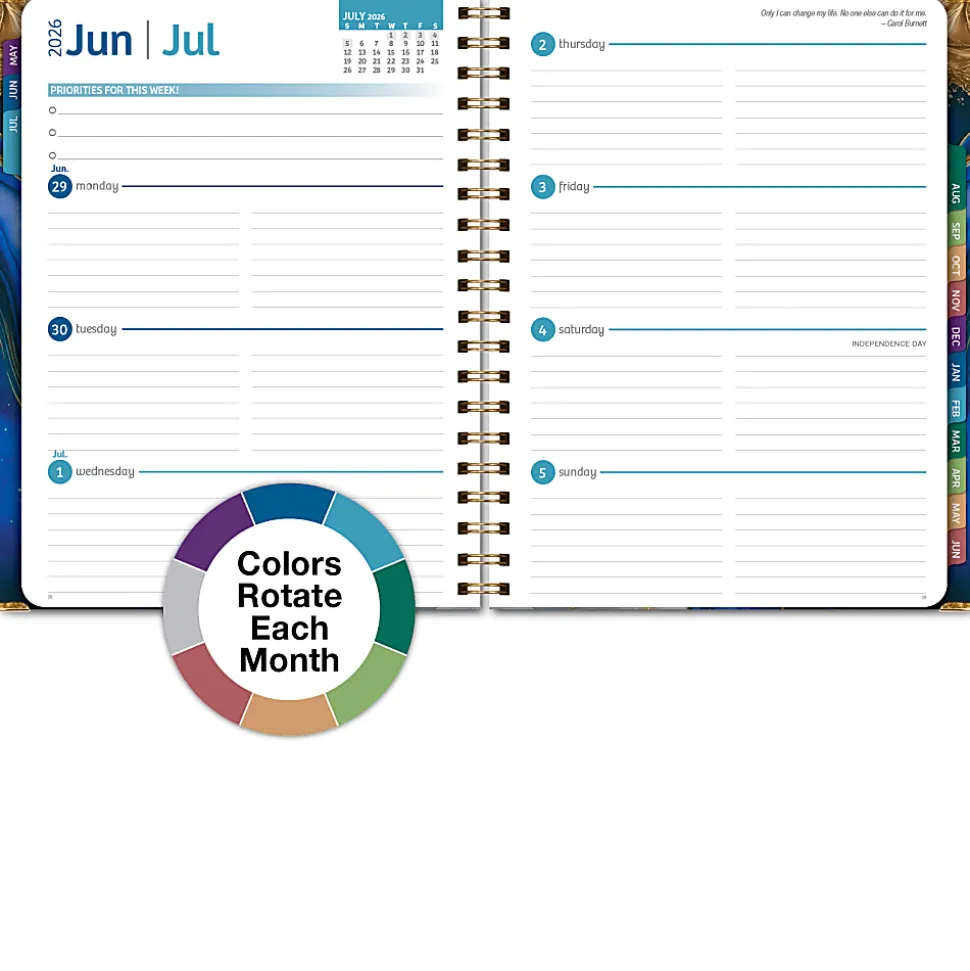 2026-2027 Excello Brands 14-Month Academic Year Hardcover Weekly/Monthly Fashion Planner, 8-1/2" x 11", Dark Blue Marble, May To June, Total Qty 1
