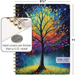 2026-2027 Excello Brands 14-Month Academic Year Hardcover Weekly/Monthly Fashion Planner, 8-1/2" x 11", Black Tree Seasons, May To June, Total Qty 1