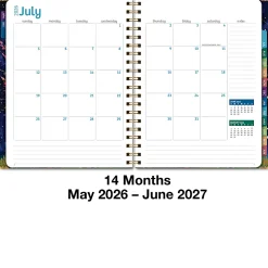 2026-2027 Excello Brands 14-Month Academic Year Hardcover Weekly/Monthly Fashion Planner, 8-1/2" x 11", Black Tree Seasons, May To June, Total Qty 1