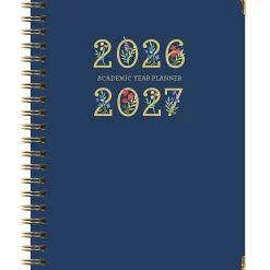 2026-2027 Excello Brands 14-Month Academic Year Hardcover Weekly/Monthly Fashion Planner, 8-1/2" x 11", Blue Bloom, May To June, Total Qty 1