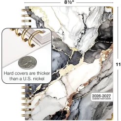 2026-2027 Excello Brands 14-Month Academic Year Hardcover Weekly/Monthly Fashion Planner, 8-1/2" x 11", Black Gold Marble, May To June, Total Qty 1