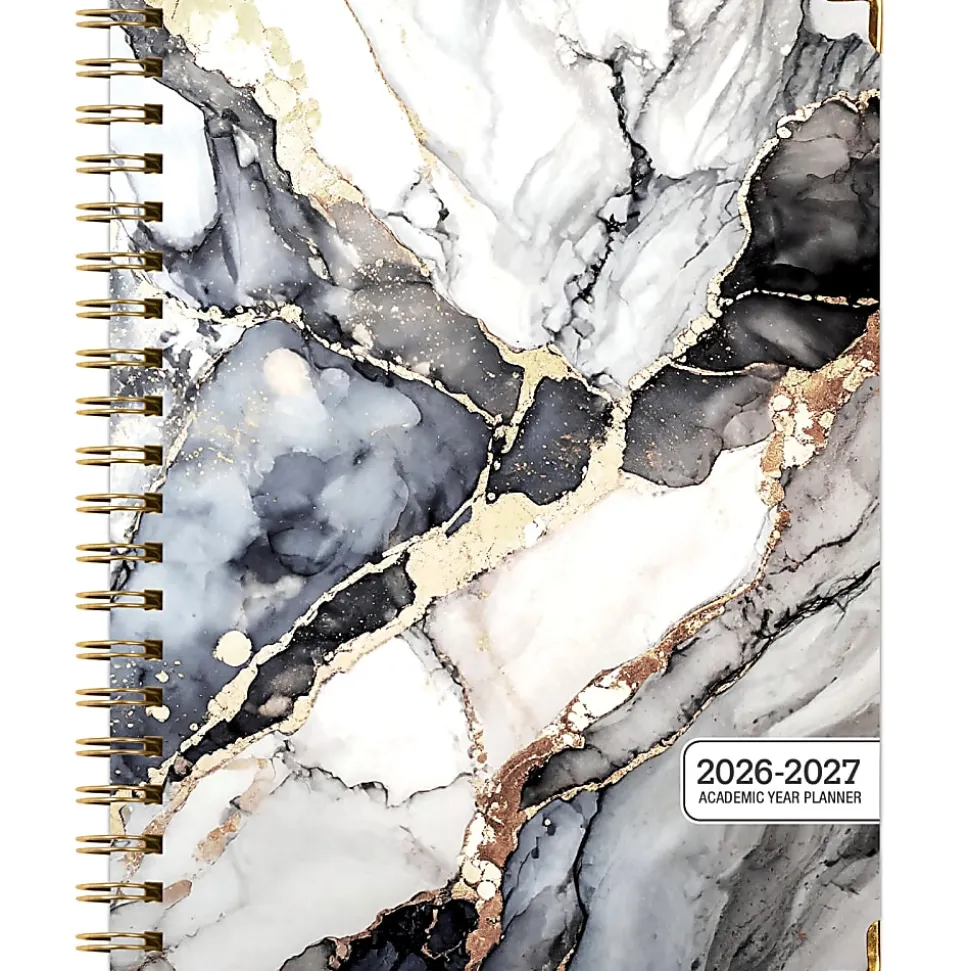 2026-2027 Excello Brands 14-Month Academic Year Hardcover Weekly/Monthly Fashion Planner, 8-1/2" x 11", Black Gold Marble, May To June, Total Qty 1