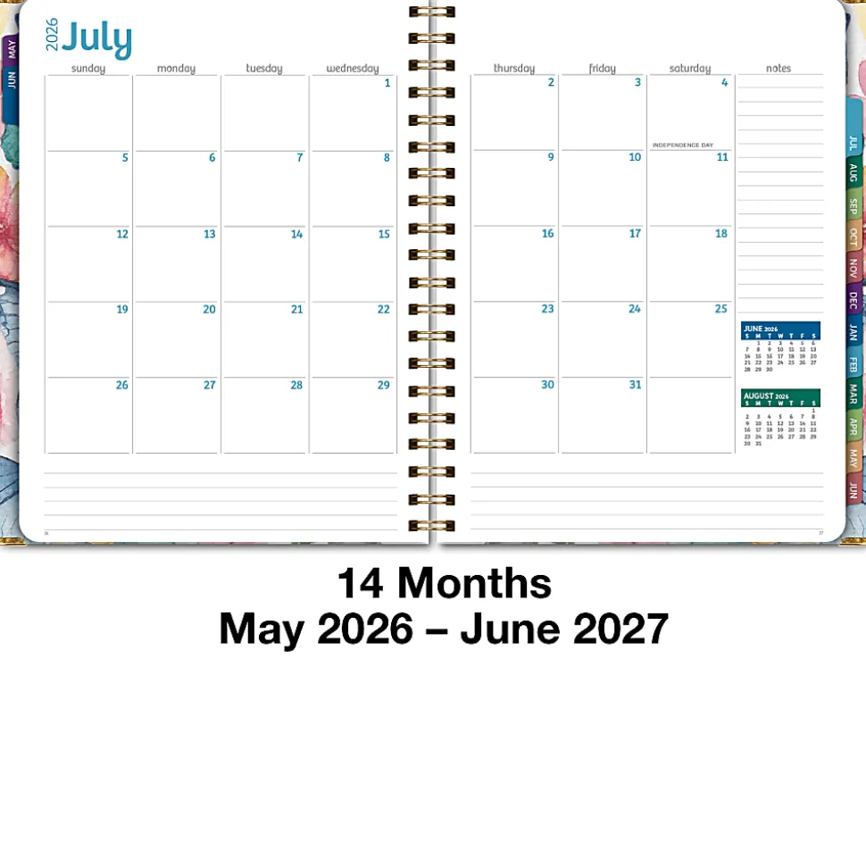 Excello Brands 2026-2027 14-Month Academic Hardcover Weekly/Monthly Fashion Planner, 8-1/2" x 11", Watercolor Butterflies, May-June, FSHNAY26851133