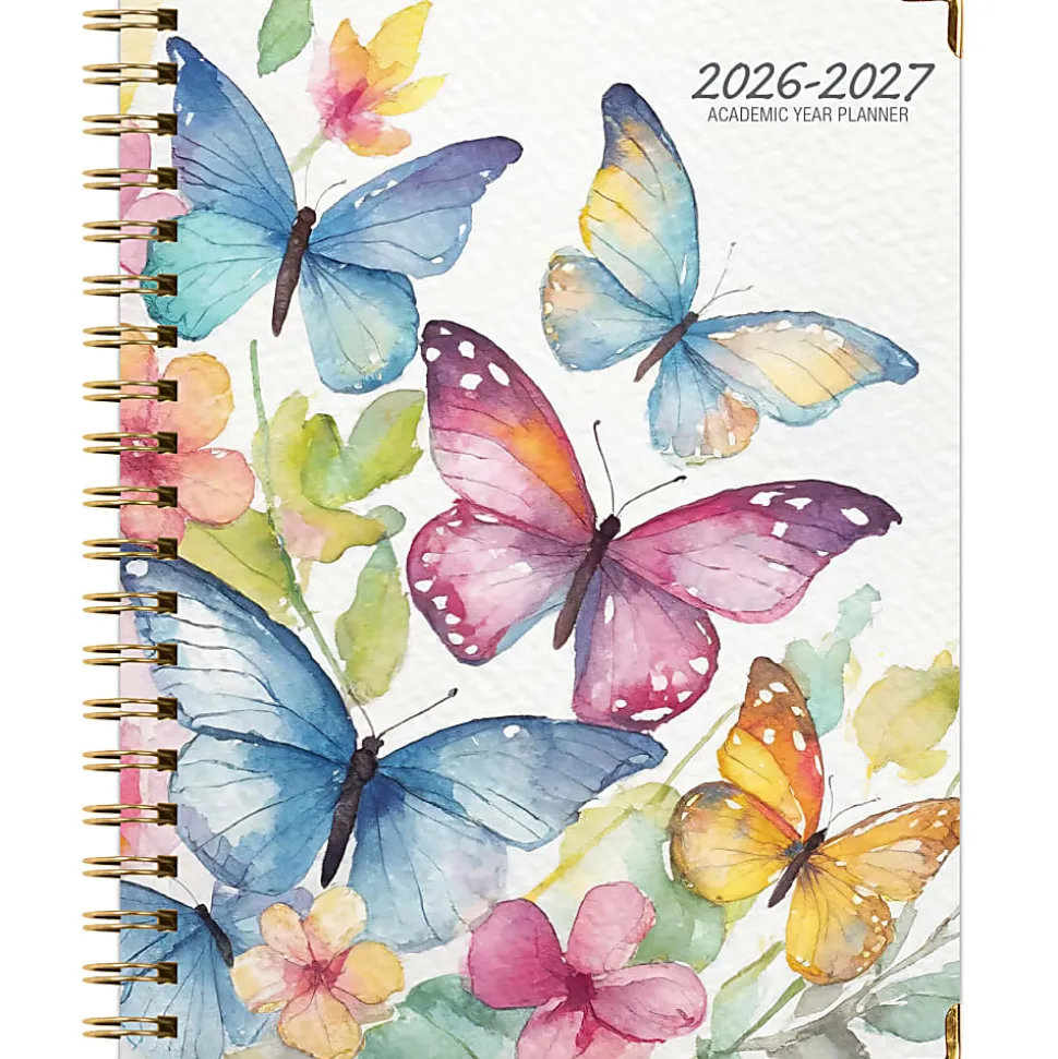 Excello Brands 2026-2027 14-Month Academic Hardcover Weekly/Monthly Fashion Planner, 8-1/2" x 11", Watercolor Butterflies, May-June, FSHNAY26851133