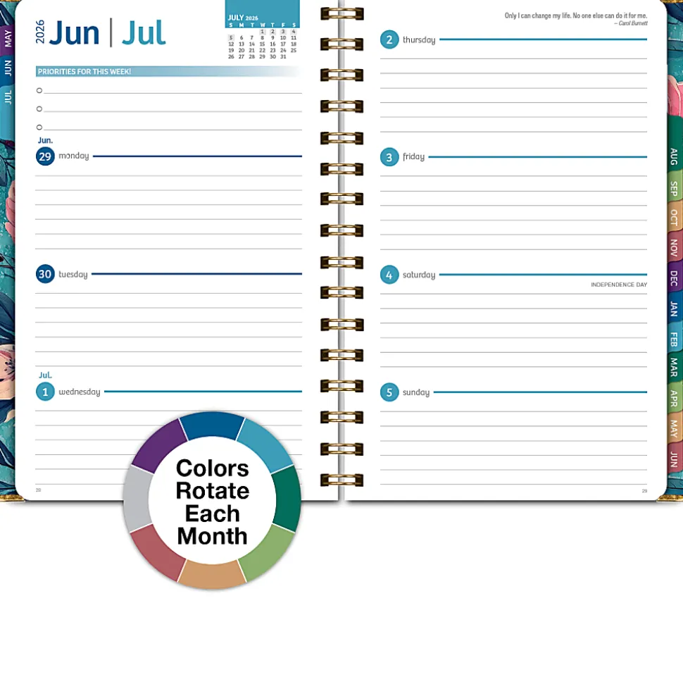 2026-2027 Excello Brands 14-Month Academic Year Hardcover Weekly/Monthly Fashion Planner, 5-1/2" x 8", Teal Floral, May To June, Total Qty 1