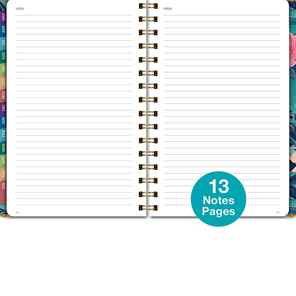 2026-2027 Excello Brands 14-Month Academic Year Hardcover Weekly/Monthly Fashion Planner, 5-1/2" x 8", Teal Floral, May To June, Total Qty 1