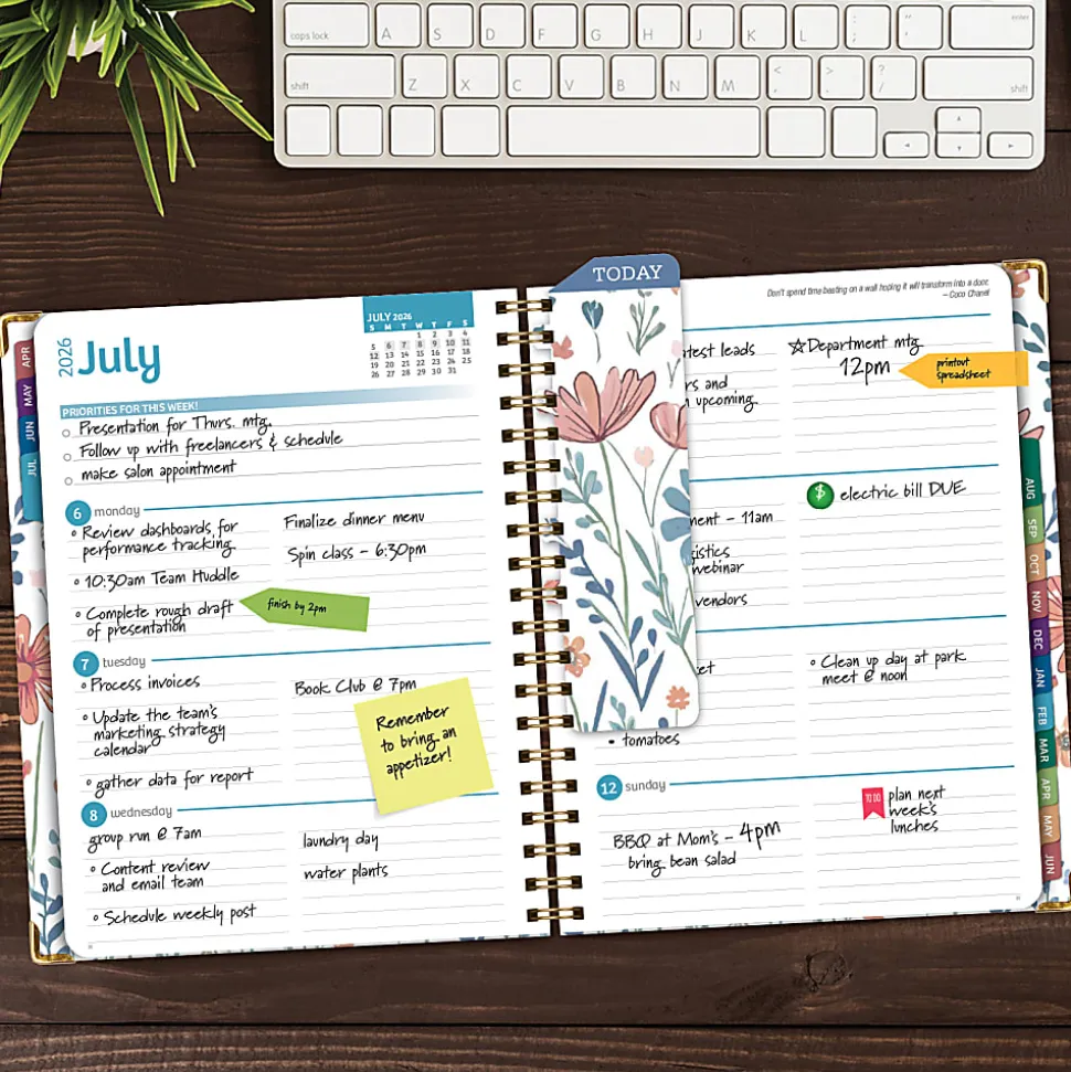 Excello Brands 2026-2027 14-Month Academic Hardcover Weekly/Monthly Fashion Planner, 8-1/2" x 11", Colorful Botanicals, May-June, RAY278511FC30