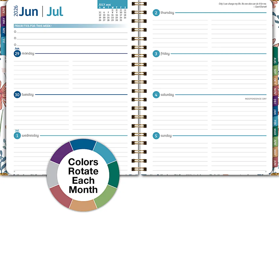 Excello Brands 2026-2027 14-Month Academic Hardcover Weekly/Monthly Fashion Planner, 8-1/2" x 11", Colorful Botanicals, May-June, RAY278511FC30