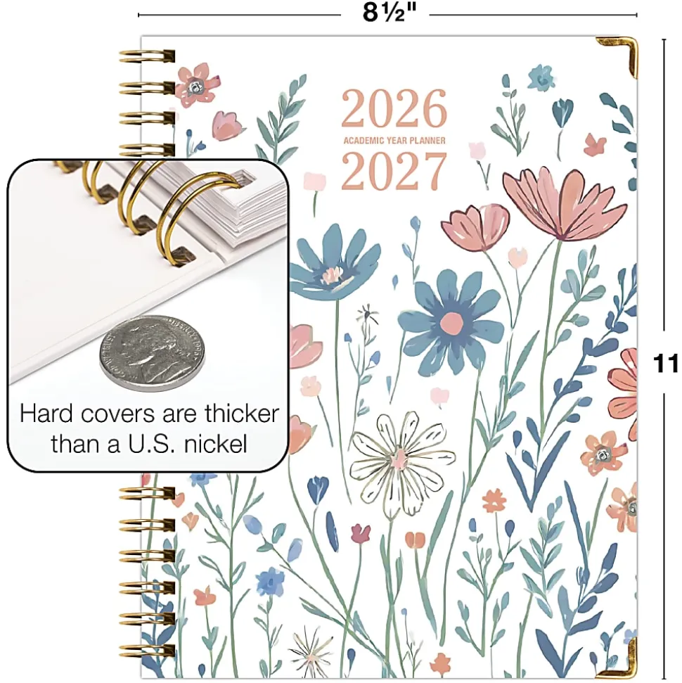 Excello Brands 2026-2027 14-Month Academic Hardcover Weekly/Monthly Fashion Planner, 8-1/2" x 11", Colorful Botanicals, May-June, RAY278511FC30