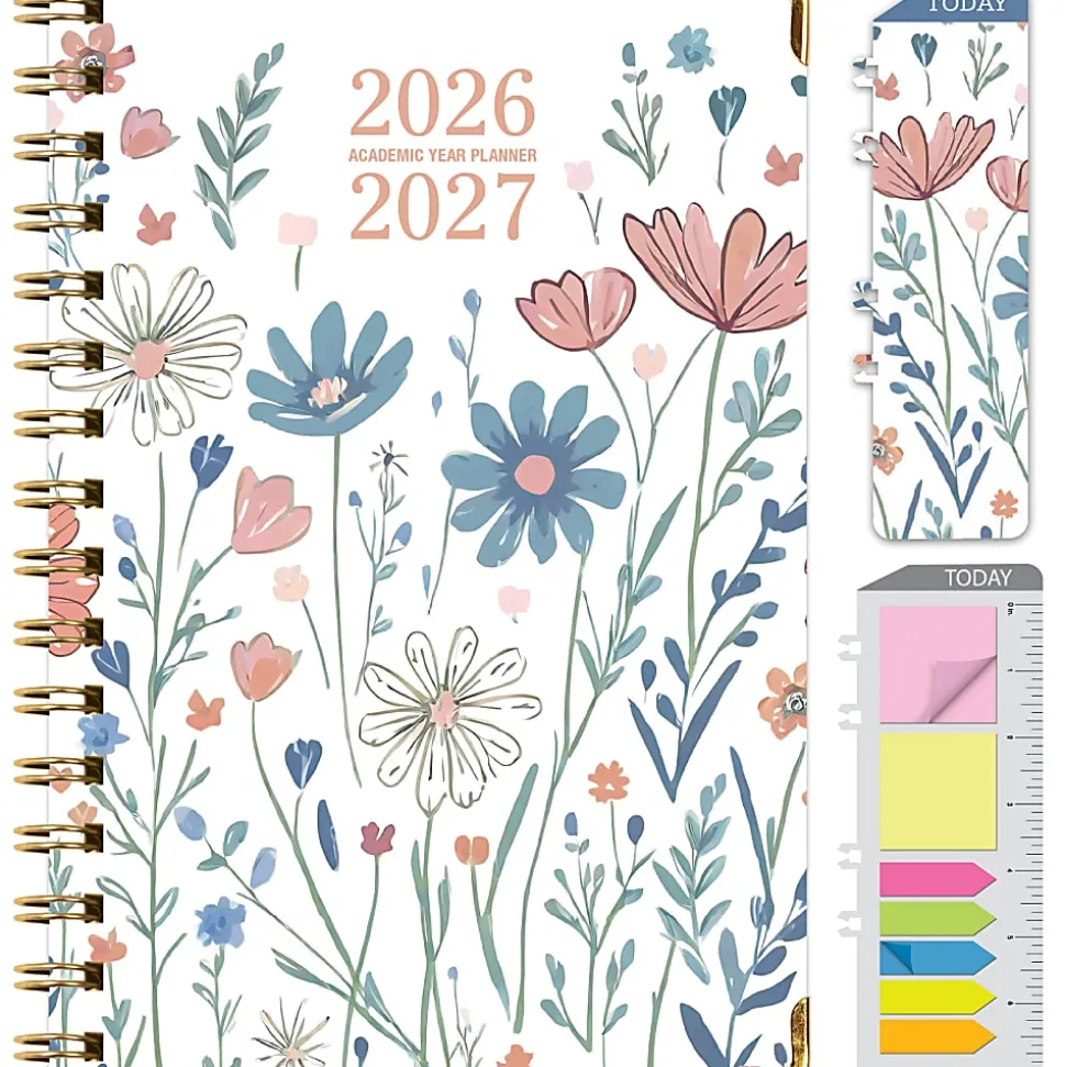 2026-2027 Excello Brands 14-Month Academic Year Hardcover Weekly/Monthly Fashion Planner, 5-1/2" x 8", Colorful Botanicals, May To June, Total Qty 1