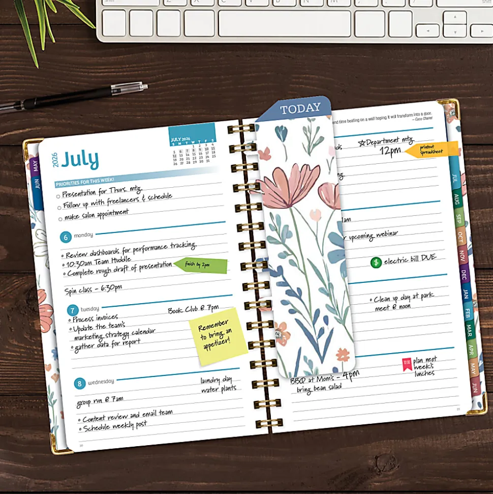 2026-2027 Excello Brands 14-Month Academic Year Hardcover Weekly/Monthly Fashion Planner, 5-1/2" x 8", Colorful Botanicals, May To June, Total Qty 1