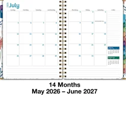 Excello Brands 2026-2027 14-Month Academic Hardcover Weekly/Monthly Fashion Planner, 8-1/2" x 11", Colorful Botanicals, May-June, FSHNAY26851130