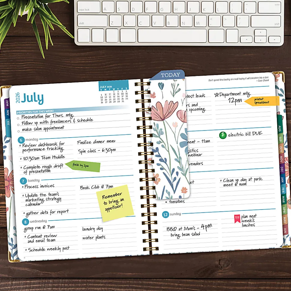 Excello Brands 2026-2027 14-Month Academic Hardcover Weekly/Monthly Fashion Planner, 8-1/2" x 11", Colorful Botanicals, May-June, FSHNAY26851130