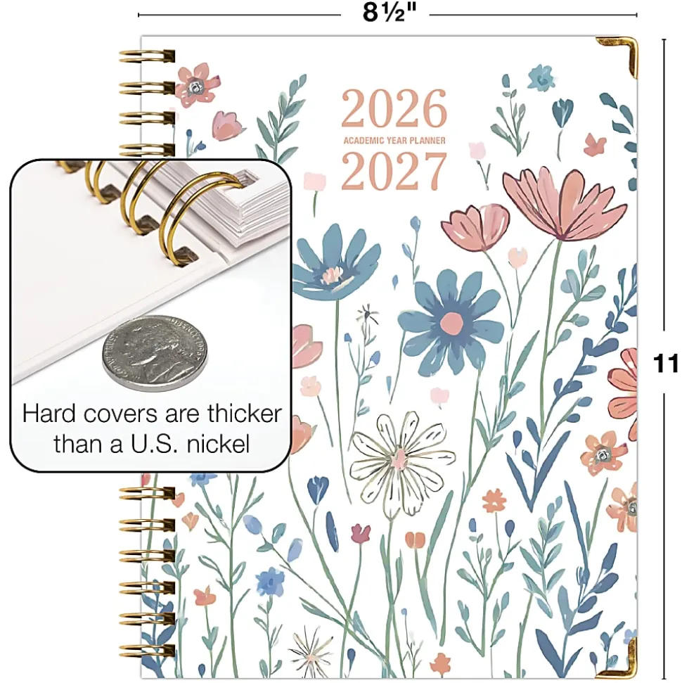 Excello Brands 2026-2027 14-Month Academic Hardcover Weekly/Monthly Fashion Planner, 8-1/2" x 11", Colorful Botanicals, May-June, FSHNAY26851130
