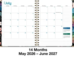 2026-2027 Excello Brands 14-Month Academic Year Hardcover Weekly/Monthly Fashion Planner, 8-1/2" x 11", Black Floral Pink, May To June, Total Qty 1