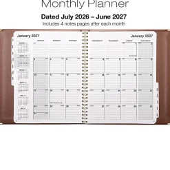 2026-2027 Excello Brands Monthly Academic Year Executive Planner, 7” x 9", Brown, June To July, Total Qty 1