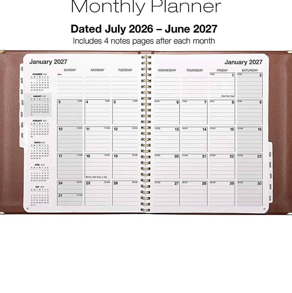 2026-2027 Excello Brands Monthly Academic Year Executive Planner, 7” x 9", Brown, June To July, Total Qty 1