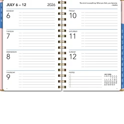 2026-2027 Excello Brands 15-Month Weekly/Monthly Academic Year Large Print Planner, 5” x 8", Pink Gold Numbers, May To June, Total Qty 1