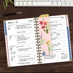 2026-2027 Excello Brands 15-Month Weekly/Monthly Academic Year Large Print Planner, 5” x 8", Pink Gold Numbers, May To June, Total Qty 1