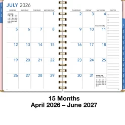 2026-2027 Excello Brands 15-Month Weekly/Monthly Academic Year Large Print Planner, 5” x 8