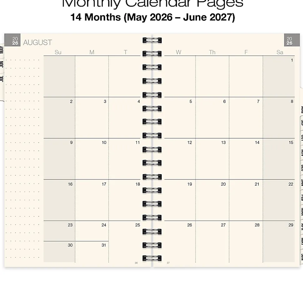 2026-2027 Excello Brands 14-Month Weekly/Monthly Academic Year Essential Planner, 5” x 8", Clear Frosted, May To June, Total Qty 1