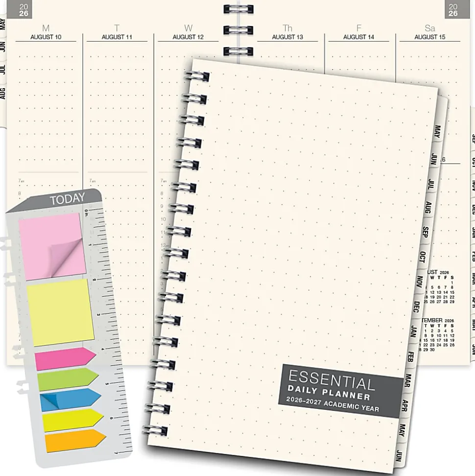 2026-2027 Excello Brands 14-Month Weekly/Monthly Academic Year Essential Planner, 5” x 8", Clear Frosted, May To June, Total Qty 1
