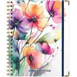 2026-2027 Excello Brands 14-Month Weekly/Monthly Academic Year Family Planner, 8-1/2" x 11", Rainbow Floral, May To June, Total Qty 1
