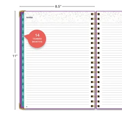 2026-2027 Excello Brands 14-Month Weekly/Monthly Academic Year Family Planner, 8-1/2" x 11", Rainbow Floral, May To June, Total Qty 1