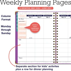 2026-2027 Excello Brands 14-Month Weekly/Monthly Academic Year Family Planner, 8-1/2