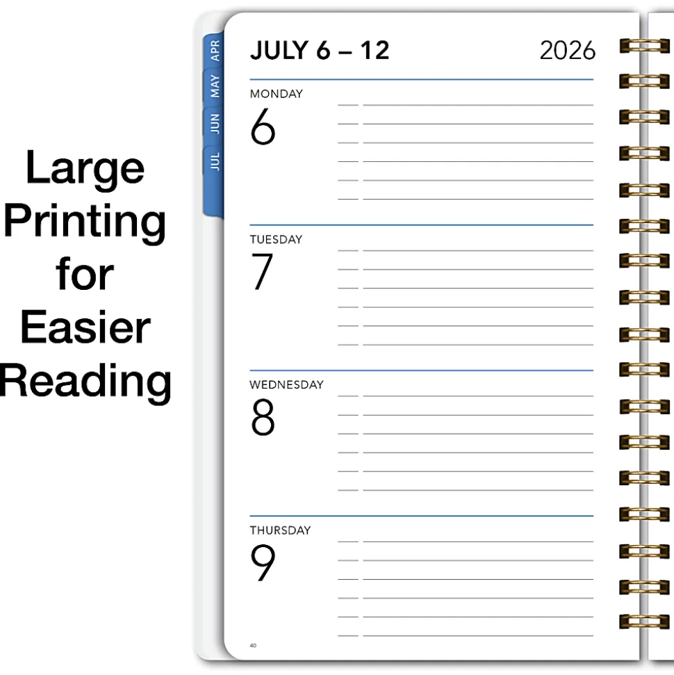 2026-2027 Excello Brands 15-Month Weekly/Monthly Academic Year Large Print Planner, 5” x 8", Teal Floral, May To June, Total Qty 1