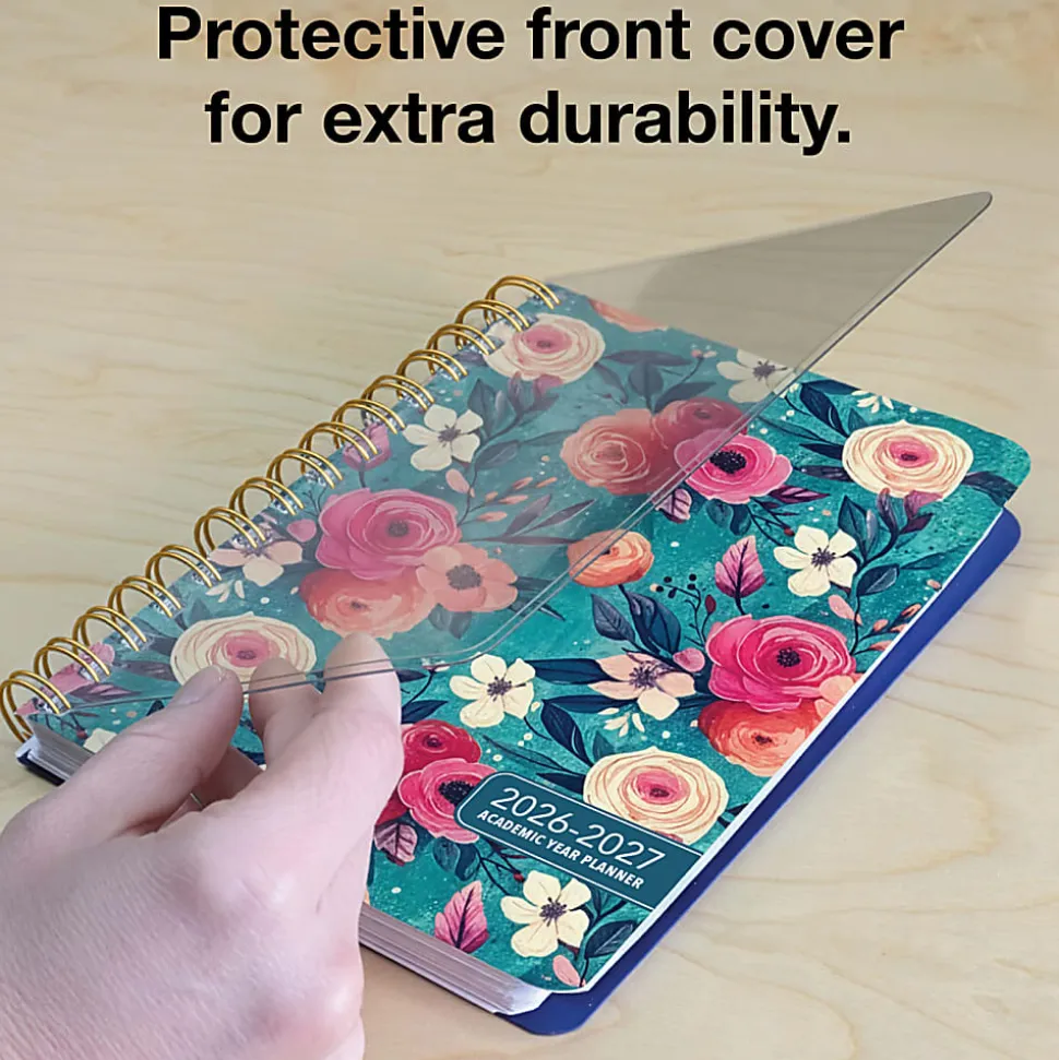 2026-2027 Excello Brands 15-Month Weekly/Monthly Academic Year Large Print Planner, 5” x 8", Teal Floral, May To June, Total Qty 1