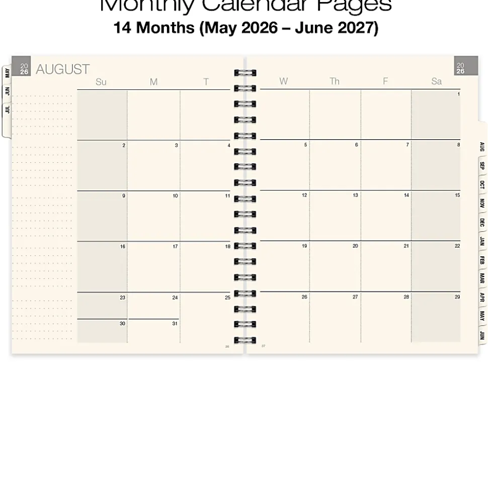 2026-2027 Excello Brands 14-Month Weekly/Monthly Academic Year Essential Planner, 7" x 9", Clear Frosted, May To June, Total Qty 1