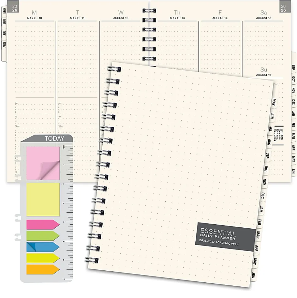 2026-2027 Excello Brands 14-Month Weekly/Monthly Academic Year Essential Planner, 7" x 9", Clear Frosted, May To June, Total Qty 1