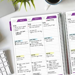2026-2027 Excello Brands 14-Month Weekly/Monthly Academic Year Deluxe Planner, 8-1/2” x 11", Black Floral Pink, May To June, Total Qty 1