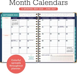 2026-2027 Excello Brands 14-Month Weekly/Monthly Academic Year Family Planner, 8-1/2