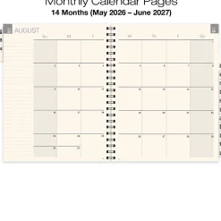 2026-2027 Excello Brands 14-Month Weekly/Monthly Academic Year Essential Planner, 8-1/2” x 11", Clear Frosted, May To June, Total Qty 1