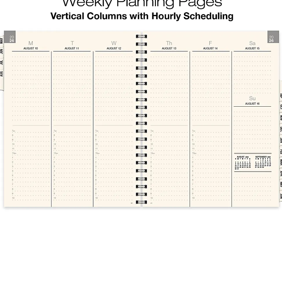 2026-2027 Excello Brands 14-Month Weekly/Monthly Academic Year Essential Planner, 8-1/2” x 11", Clear Frosted, May To June, Total Qty 1