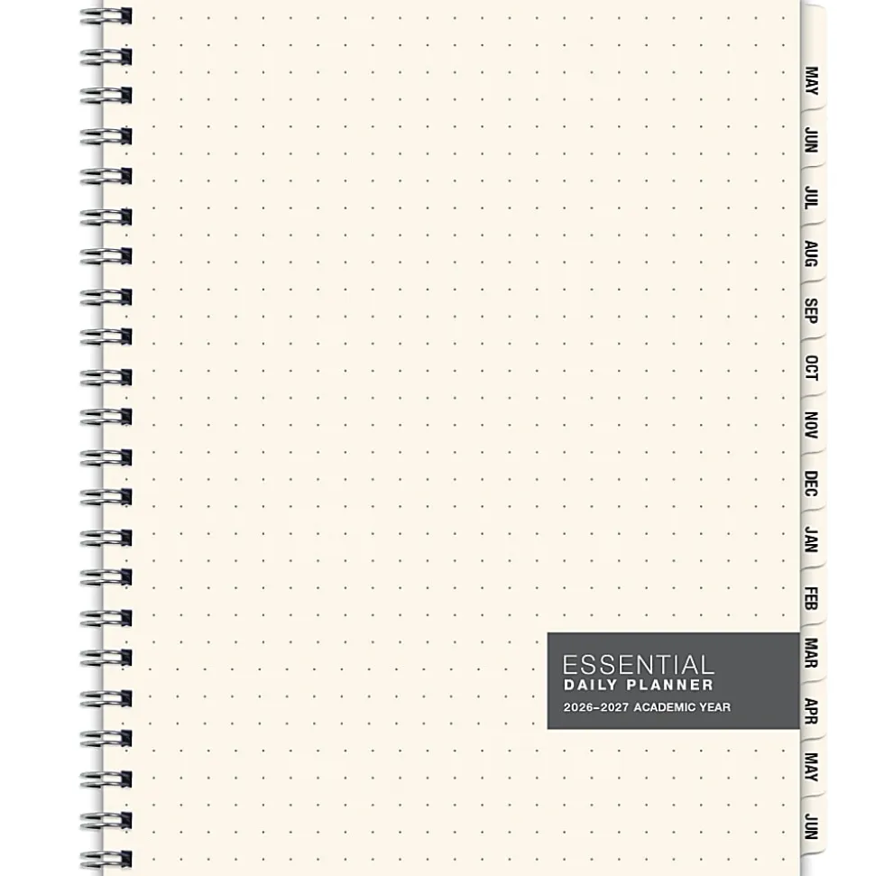 2026-2027 Excello Brands 14-Month Weekly/Monthly Academic Year Essential Planner, 8-1/2” x 11", Clear Frosted, May To June, Total Qty 1