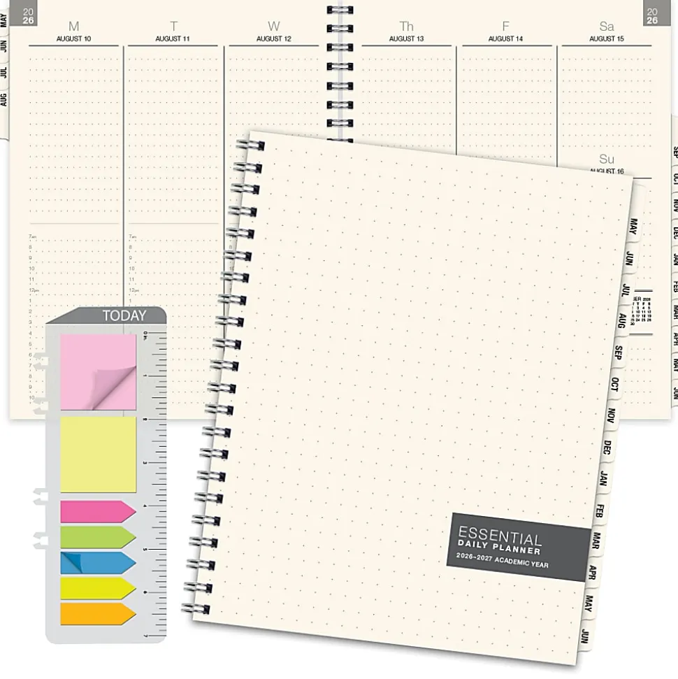 2026-2027 Excello Brands 14-Month Weekly/Monthly Academic Year Essential Planner, 8-1/2” x 11", Clear Frosted, May To June, Total Qty 1