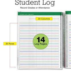 2026-2027 Excello Brands Weekly/Monthly Academic Year Deluxe Teacher Planner, 8-1/2" x 11", Teal Gold Marble, August To July, Total Qty 1