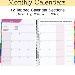 2026-2027 Excello Brands Weekly/Monthly Academic Year Teacher Planner, 8-1/2" x 11", Pastel Peacock, August To July, Total Qty 1