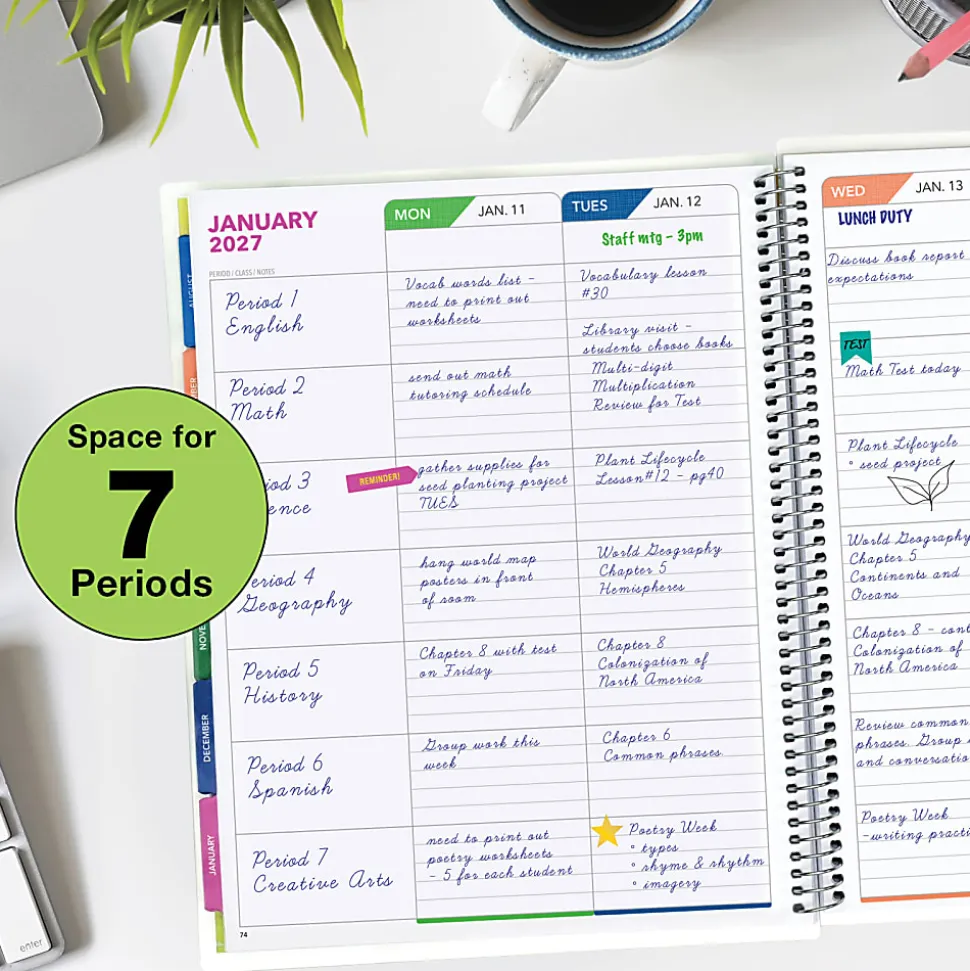2026-2027 Excello Brands Weekly/Monthly Academic Year Teacher Planner, 8-1/2" x 11", Pastel Peacock, August To July, Total Qty 1