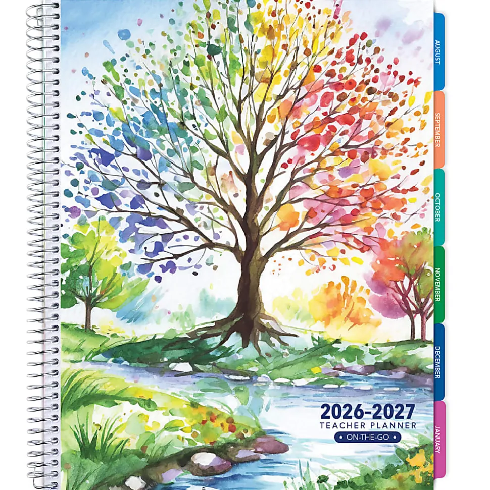 2026-2027 Excello Brands Weekly/Monthly Academic Year Teacher Planner, 8-1/2" x 11", Tree Seasons, August To July, Total Qty 1