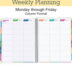 2026-2027 Excello Brands Weekly/Monthly Academic Year Teacher Planner, 8-1/2" x 11", Rainbow Floral, August To July, Total Qty 1