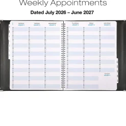 2026-2027 Excello Brands 8.5" x 11" Academic Year Executive Appointment Planner, Weekly/Monthly, 12 Month, Black
