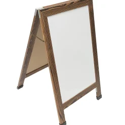 Excello Double-Sided Indestructible A-Frame Magnetic Dry-Erase Whiteboard, Steel, 40” x 23”, White, Brown Wood Frame