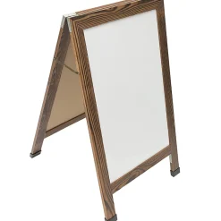 Excello Double-Sided Indestructible A-Frame Magnetic Dry-Erase Whiteboard, Steel, 40” x 23”, White, Brown Wood Frame