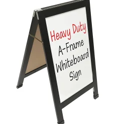 Excello Double-Sided Indestructible A-Frame Magnetic Dry-Erase Whiteboard, Steel, 40” x 23”, White, Black Wood Frame